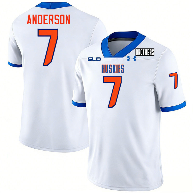 Houston Christian Huskies #7 Jayven Anderson College Football Jerseys,Uniforms-White